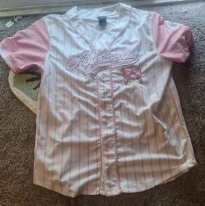 Marie  Pink & White 'Aristocats' Pinstripe Baseball Shirt